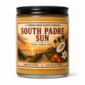 South Padre Sun Coconut Jasmine Amber -  Clear Glass Candle, 8 oz Wood Wick