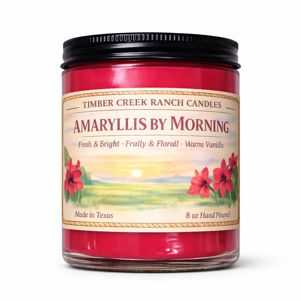 Amaryllis by Morning Glass Candle, 8 oz Wood Wick