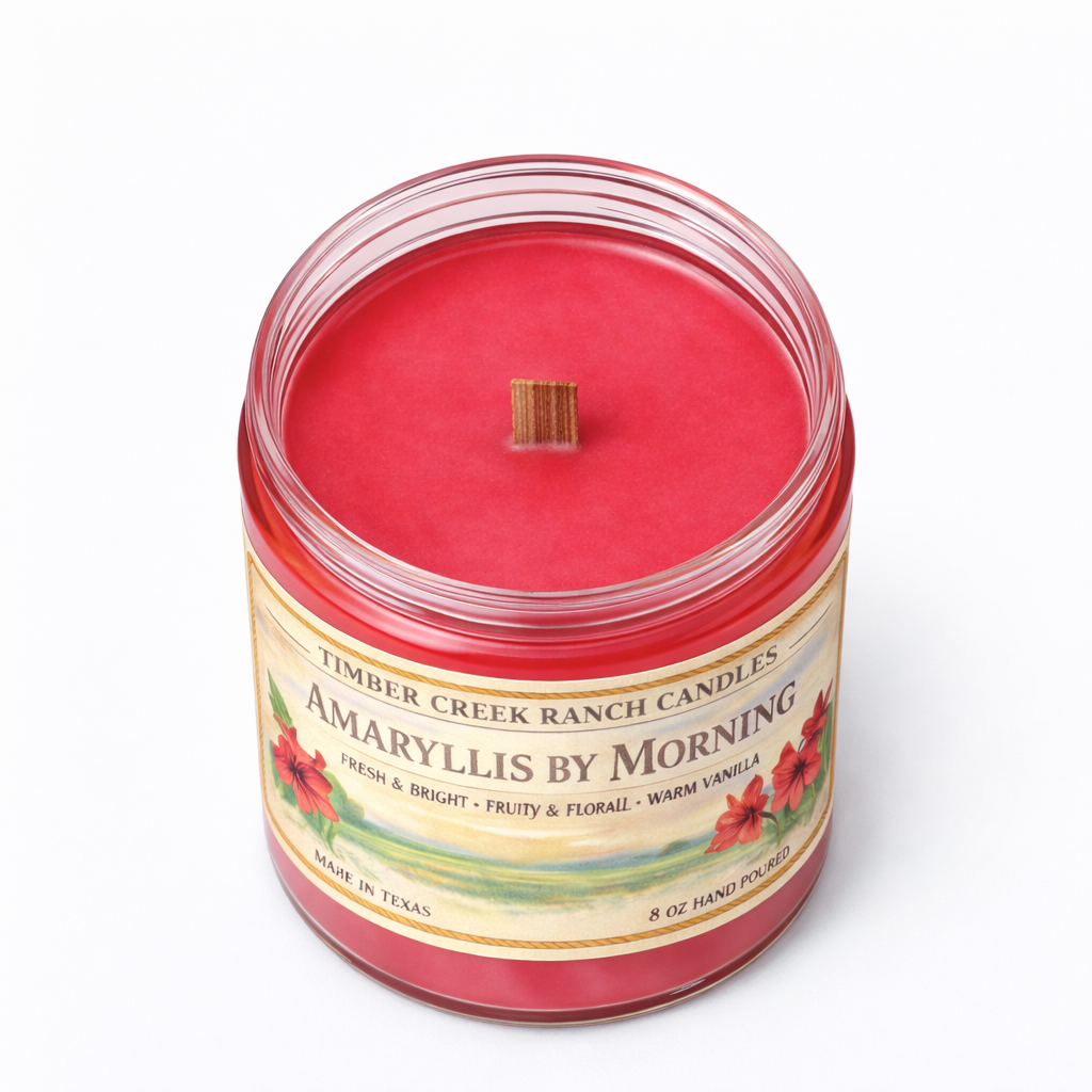 Amaryllis by Morning Glass Candle, 8 oz Wood Wick