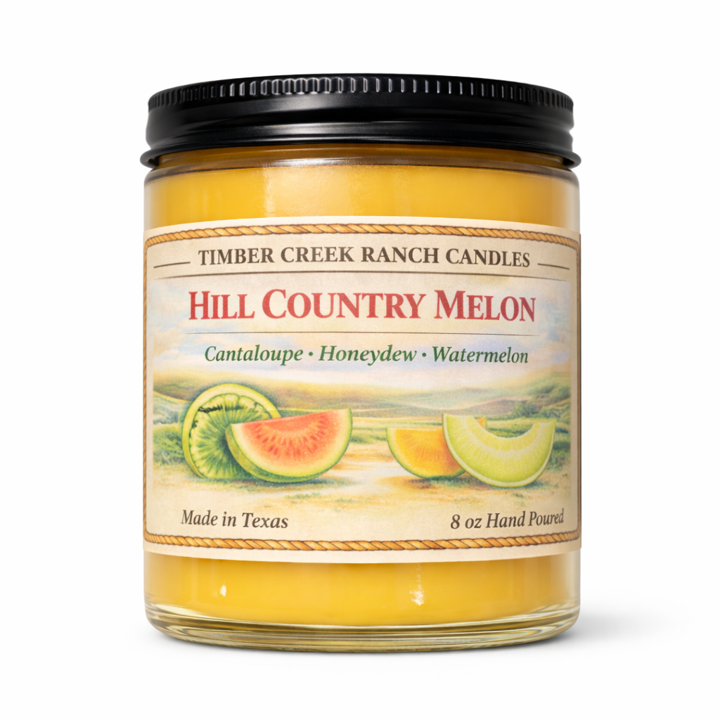 Hill Country Melon - Glass Candle 8 oz Wood Wick