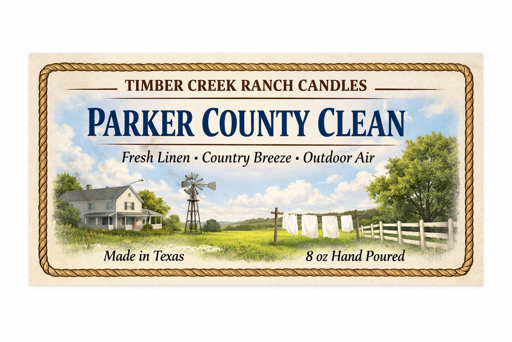 Parker County Clean Glass Candle, 8 oz Wood Wick