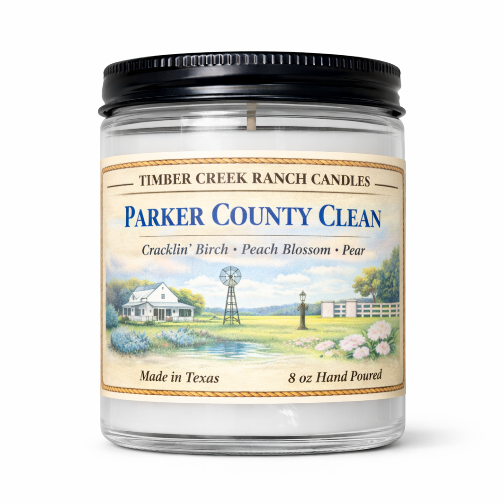 Parker County Clean Glass Candle, 8 oz Wood Wick