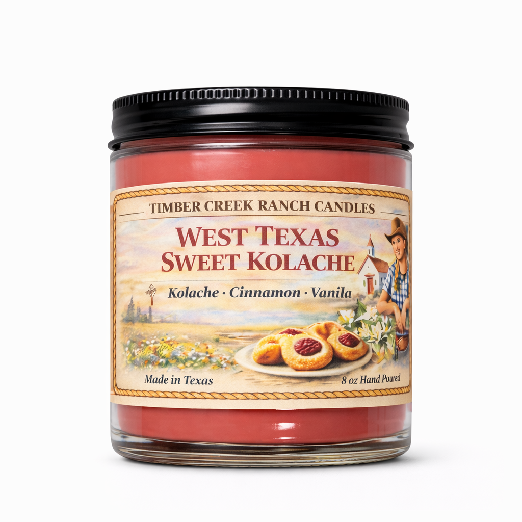 West Texas Sweet Kolache - Glass Candle 8 oz Wood Wick