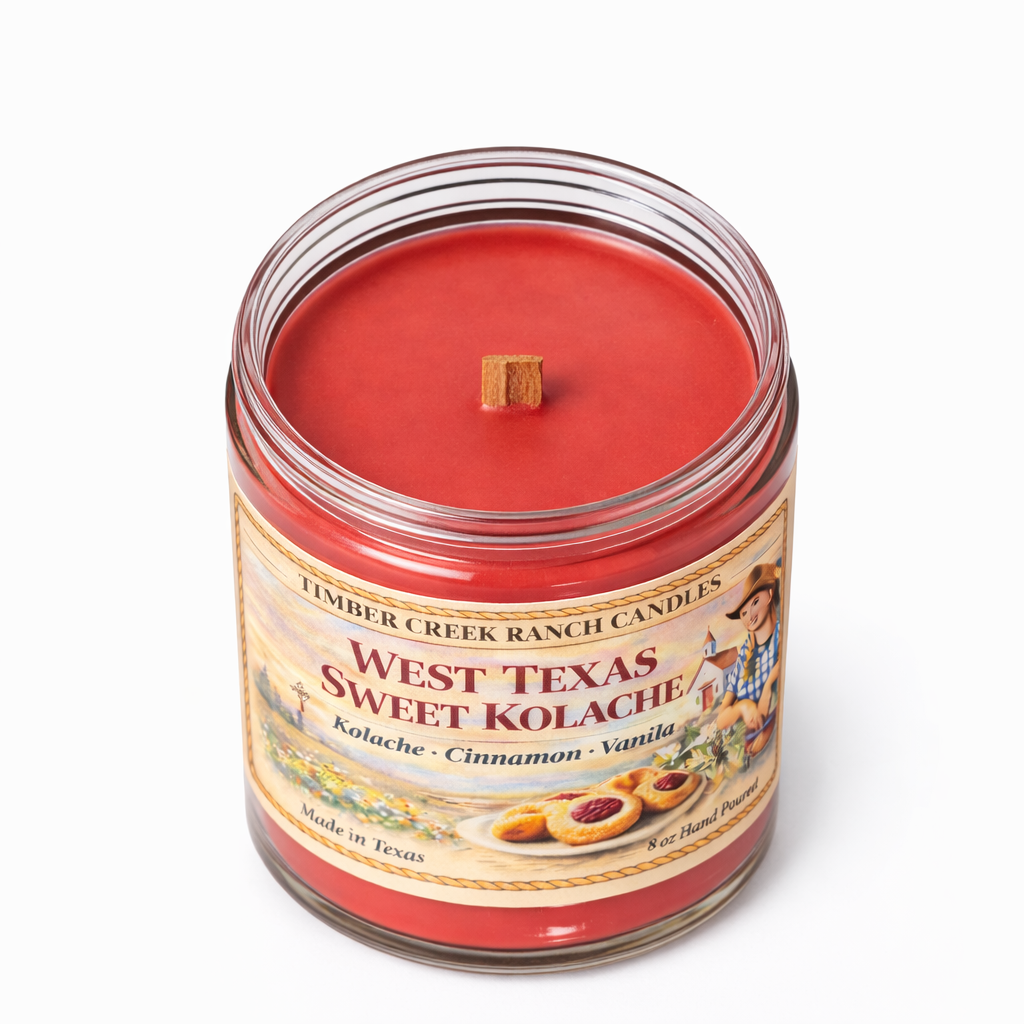 West Texas Sweet Kolache - Glass Candle 8 oz Wood Wick